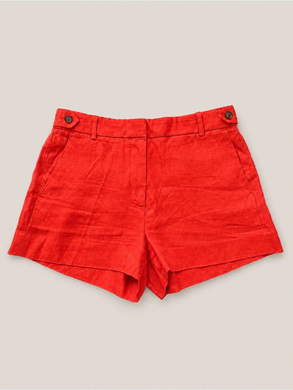 J.Crew 100% Linen Coral Red Shorts Size 2 Elastic Back Tab Waist